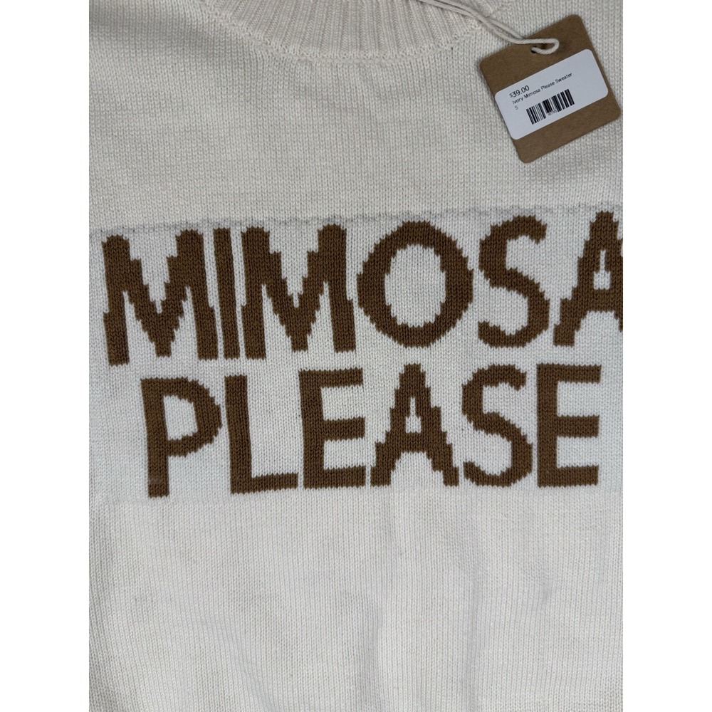 Blu Pepper "Mimosa Please" Knit Sweater Vest Women's Cream Tan Sleeveless NWT - Picture 2 of 13